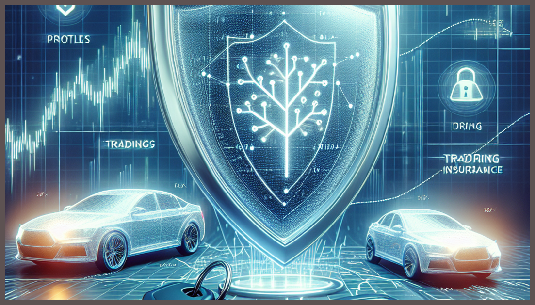 Photorealistic representation of trading business insurance with secure elements.