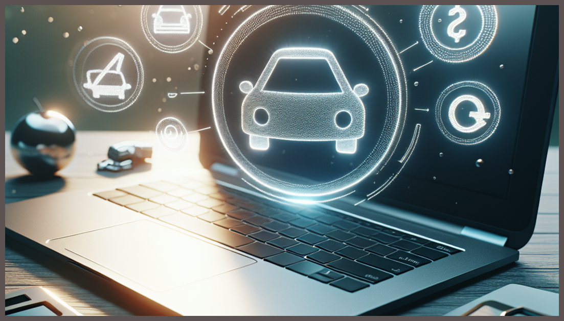 Car insurance icons with a laptop and calculator