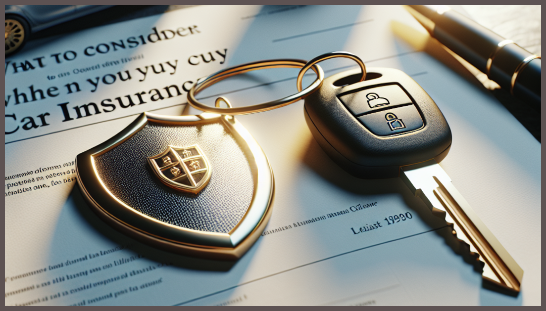 A car key placed on financial documents and an insurance symbol.